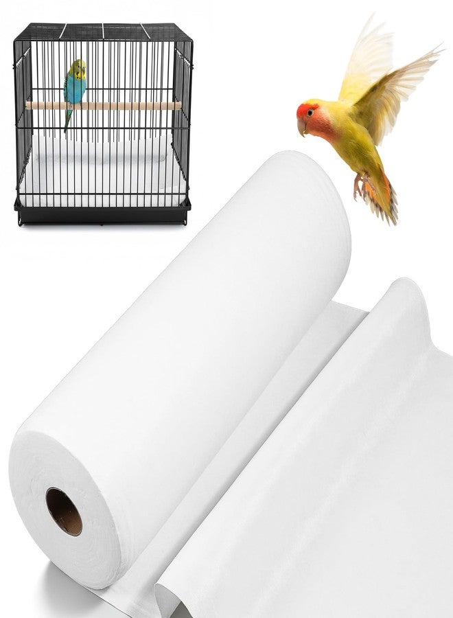 Oqqlin 100 Ft x 17.3 Inch Bird Cage Liner, Disposable White Non-Woven Bird Cage Liners Large Size Precut Absorbent Cushion Pad Mat Accessories for Pet, Parrot, Animal - Image 1